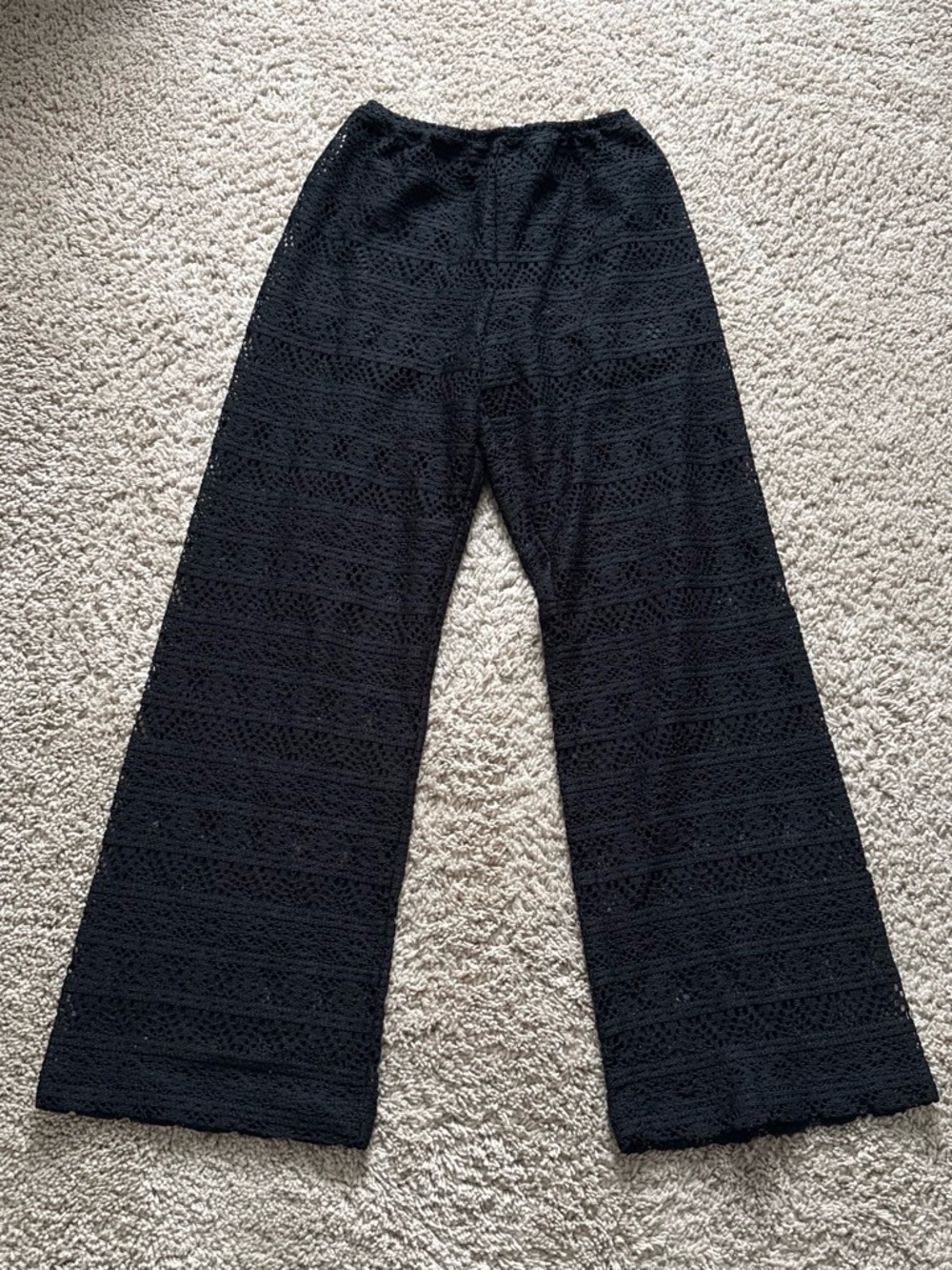 Xhilaration Black Crochet Wide-Leg Pants with built in shorts